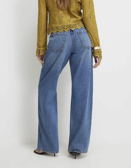 River Island Relaxed straight leg jeans in denim blue, 4 of 4