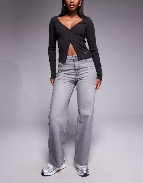 River Island relaxed straight leg jeans in grey - view 1