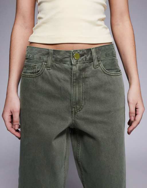 River Island relaxed straight leg jeans in khaki, 5 of 5