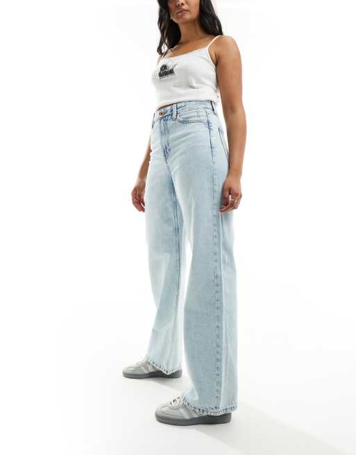 High Rise Straight Leg Jeans in Light Blue