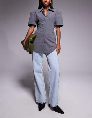 River Island Relaxed Straight Leg Jeans In Blue