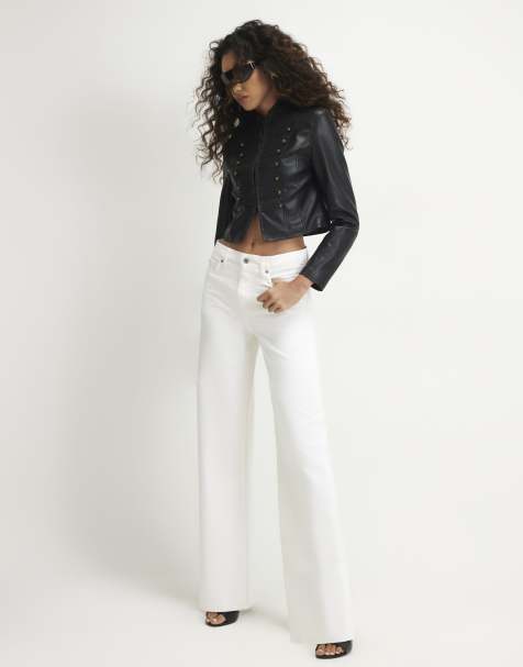 River Island Relaxed straight leg jeans in white - view 1