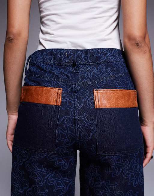 River Island relaxed straight monogram jeans in medium denim (part of a set), 4 of 5