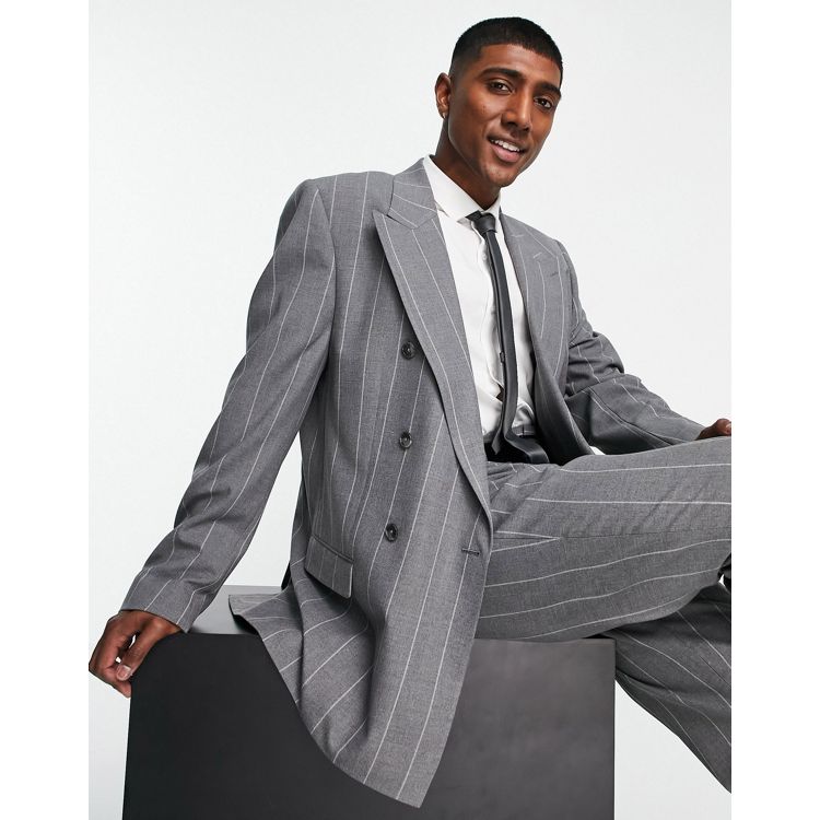 GREY STRIPED DOUBLE BREASTED SUIT
