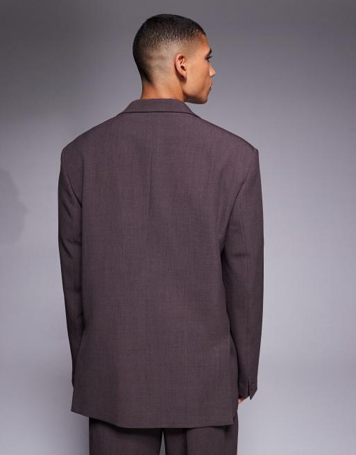River Island relaxed wrap suit jacket in burgundy , 3 of 5