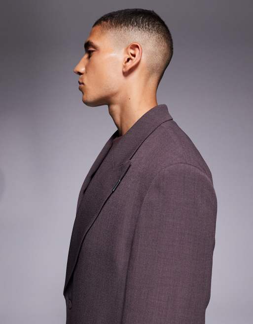 River Island relaxed wrap suit jacket in burgundy , 4 of 5