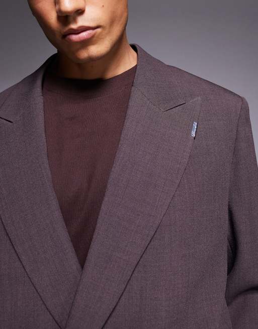 River Island relaxed wrap suit jacket in burgundy , 5 of 5
