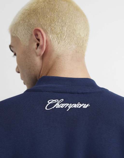 River Island Rennes varsity bomber jacket in navy, 2 of 4