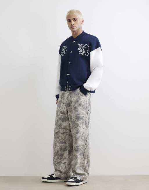 River Island Rennes varsity bomber jacket in navy, 3 of 4