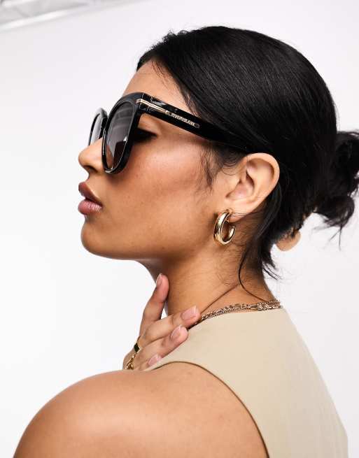River Island retro style sunglasses in black