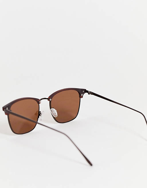 River Island retro sunglasses in brown 