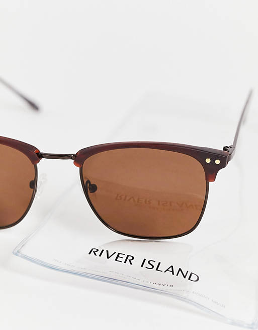  River Island retro sunglasses in brown 