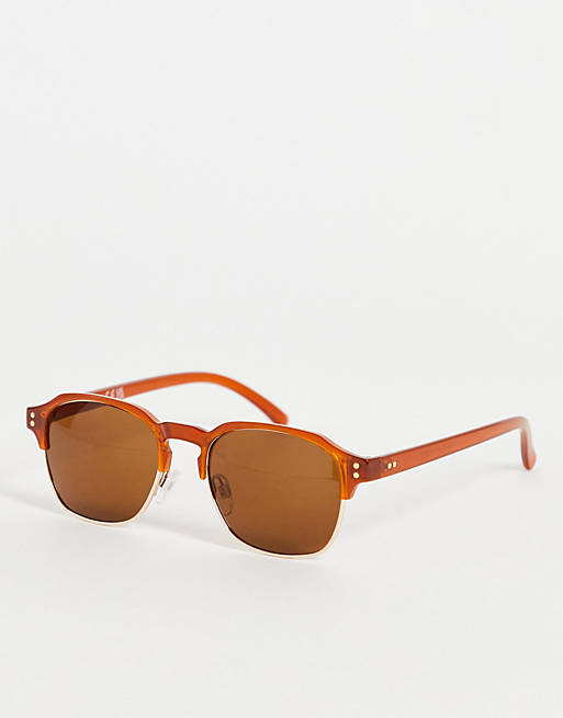 River Island retro sunglasses in brown