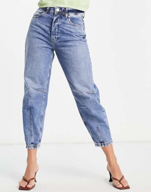 River Island - Retro toelopende jeans in medium auth blauw