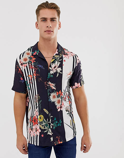 River Island revere collar shirt with floral print | ASOS