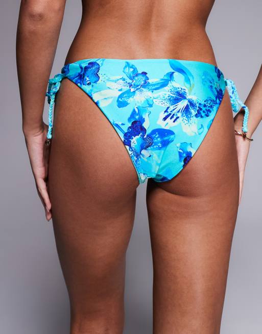 River Island reversible orchid bikini briefs in blue , 4 of 4