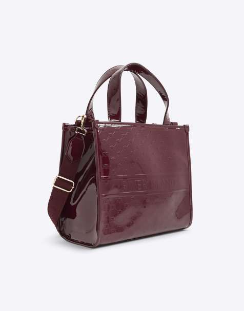 River Island Ri embossed monogram tote bag in red - dark - view 1