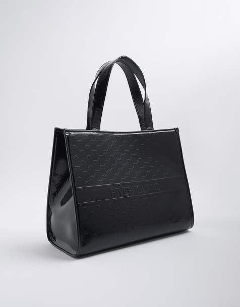 River Island Ri embossed shopper bag in black - view 1