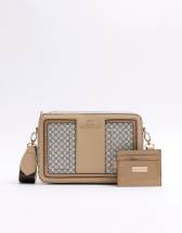 River Island monogram pouchette bag in brown | ASOS