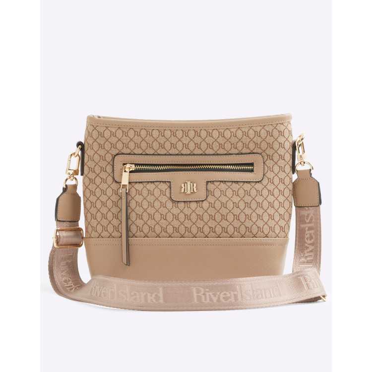 Beige ri monogram tote cross body handbag sale