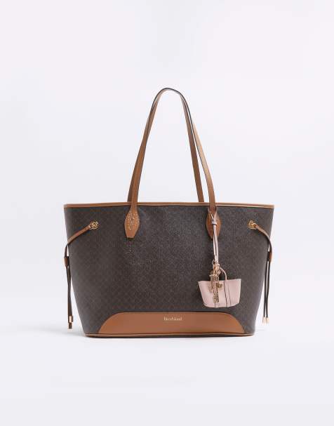 River Island Ri monogram shopper bag in brown - dark - view 1
