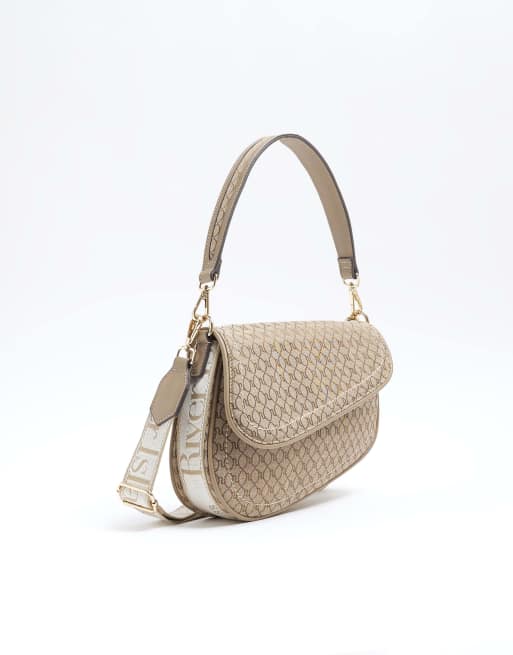 Bowler Bag Beige Ri Monogram Mini Bag River Island Shoulder Bag