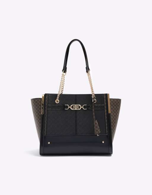 Black chain front winged tote bag new arrivals