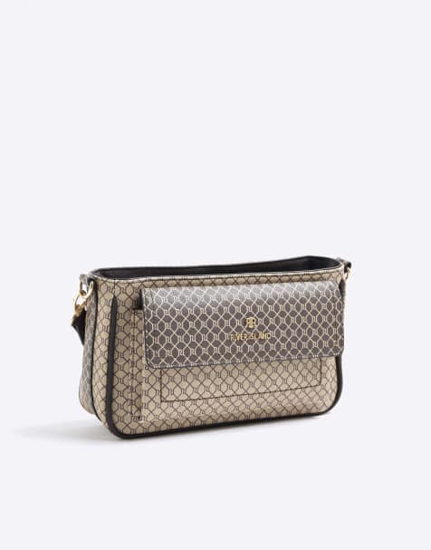 River Island Ri monogram utility cross body bag in brown - dark - view 1