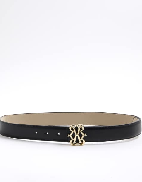 River Island Ri swirl buckle belt in black - view 1