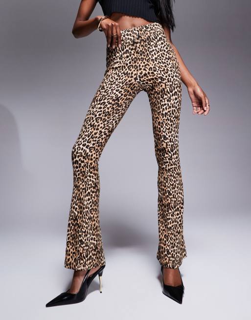 River Island rib flare legging in leopard print ASOS