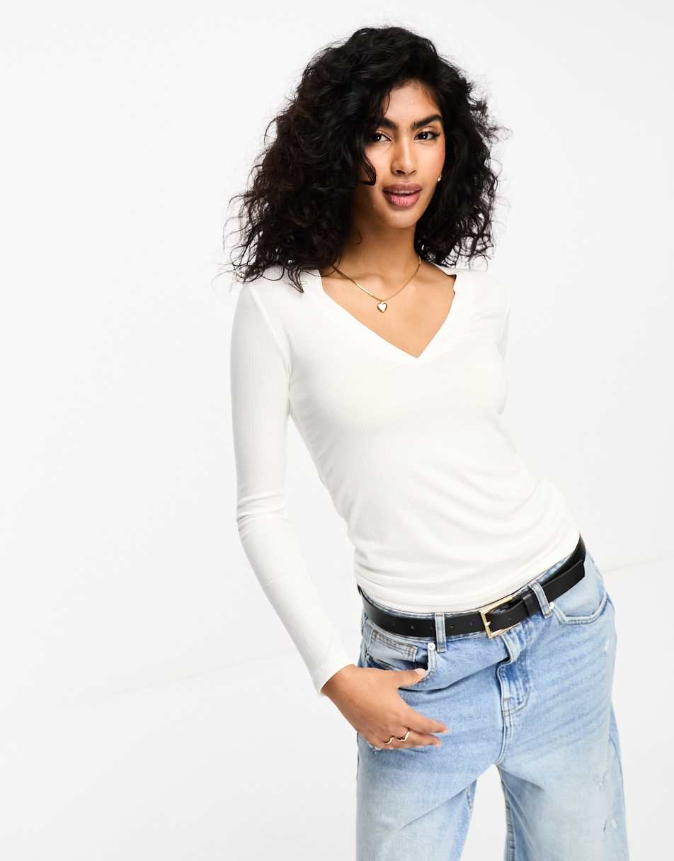 Threadbare one shoulder jersey bodysuit in white