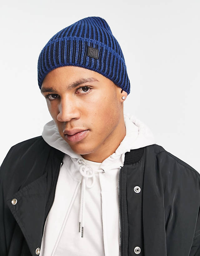 River Island - ribbed beanie in navy