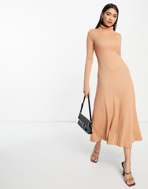 slim fit dress slacks Beige Fit And Flare Dress Mini Strapless main image 0