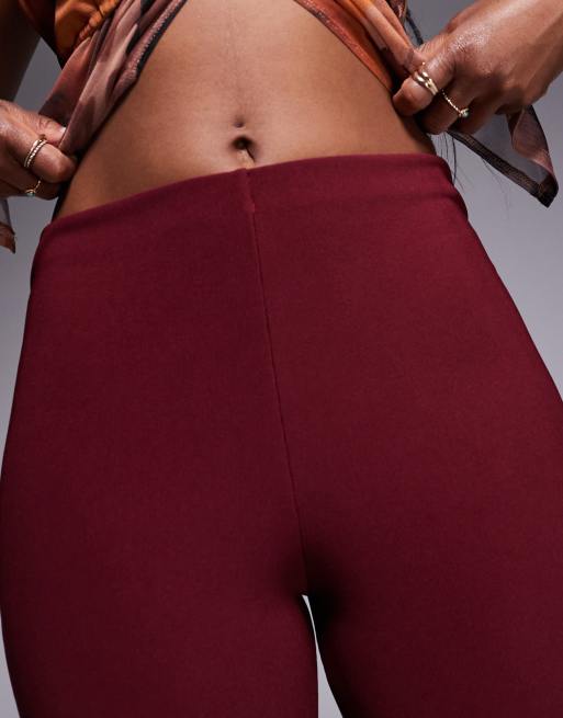 River Island ribbed flare pants in burgundy, 2 of 5