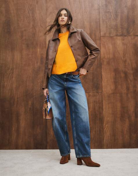 River Island ribbed jumper in orange