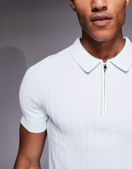 River Island ribbed muscle polo in light blue, 5 of 5