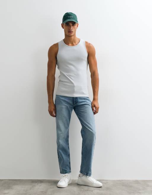River Island ribbed singlet in grey, 3 of 5