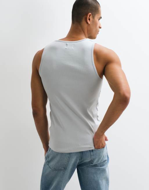 River Island ribbed singlet in grey, 5 of 5