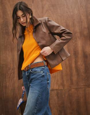 River Island Ribbed Sweater In Orange
