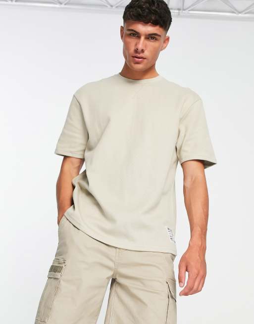 River Island ribbed t-shirt in stone