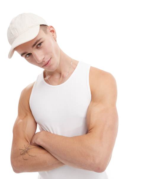 River Island Ribbed Tank In White - view 1