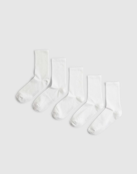 River Island Ribbed tube pack of 5 socks in white - view 1