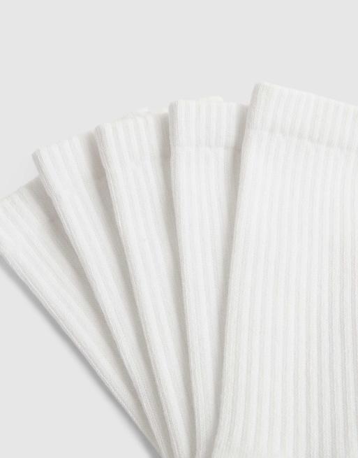 River Island Ribbed tube pack of 5 socks in white, 2 of 3