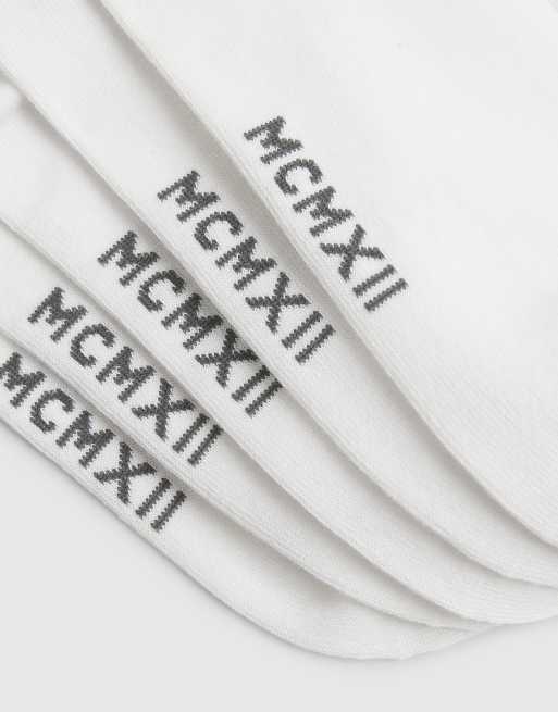 River Island Ribbed tube pack of 5 socks in white, 3 of 3