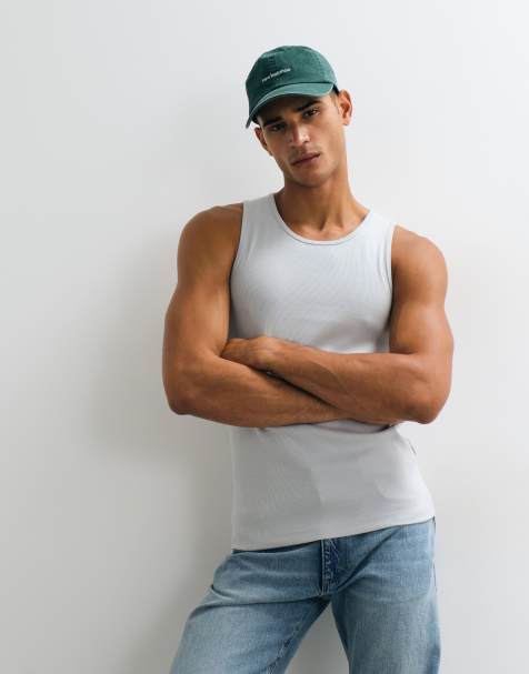 River Island ribbed vest in grey - view 1