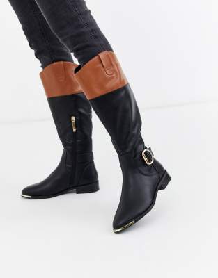 river island black knee high riding boots