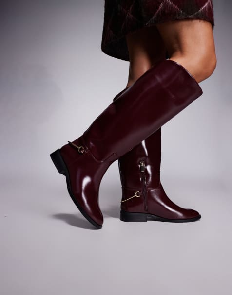 River Island riding knee boots in red - view 1