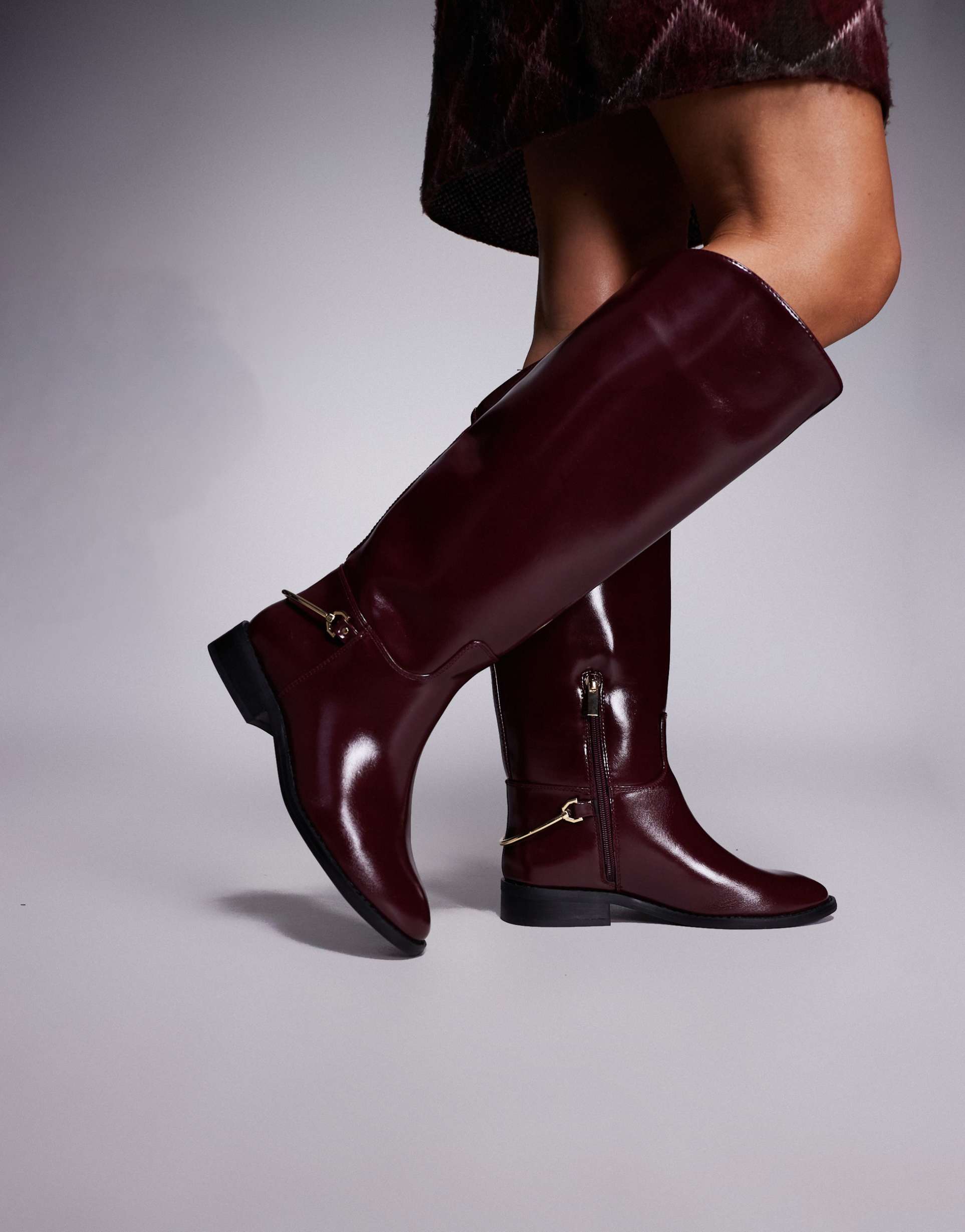 river island riding knee boots in red