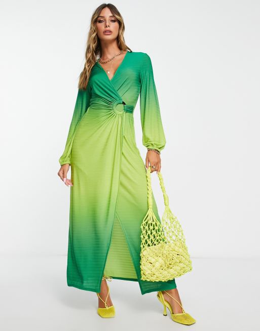 Green Wrap Midi Stretch Jumpsuit