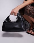 [River Island] River Island ring handle clutch bag in black One Size BLACK